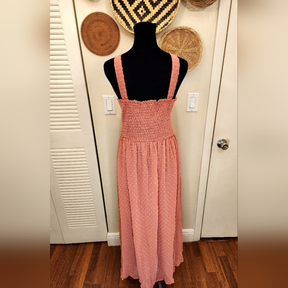 Swiss Dot Maxi Dress With Tie Straps And Side Split - Picture 6 of 8